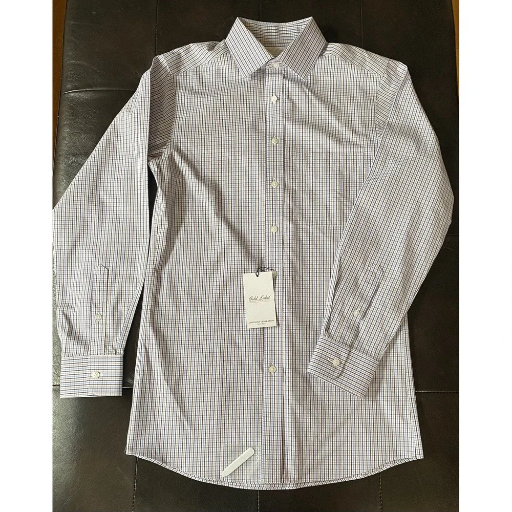 Roundtree &‎ Yorke Gold Label Men's Small 141/2 X 32 Button Up Gingham Shirt - Picture 3 of 12